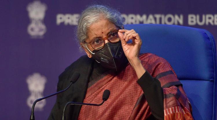New Delhi: Union Finance Minister Nirmala Sitharaman during a press conference at National Media Centre, in New Delhi, Tuesday, Jan. 18, 2022. (PTI Photo)