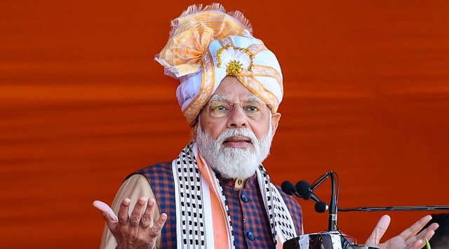 Prime Minister Narendra Modi addresses the inauguration and foundation stone laying ceremony of various developmental projects, in Imphal. (PTI Photo)