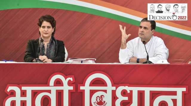 Congress leaders Priyanka Gandhi Vadra and Rahul Gandhi launch the party's 'Youth Manifesto' ahead of the Uttar Pradesh Assembly elections early this week. (PTI Photo/Arun Sharma)