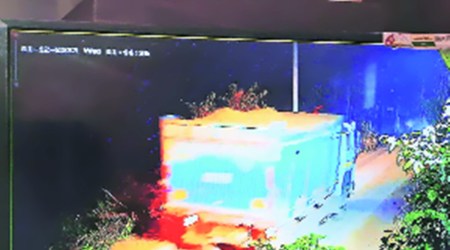 A truck carrying illegally mined sand caught on CCTV camera.