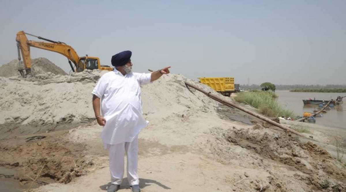 Punjab, Punjab latest news, Punjab sand mining, Punjab illegal sand mining, Charanjit Singh Channi, Sukhbir Badal, Raghav Chadha, Congress, AAP, SAD, Punjab polls 2022, Punjab elections, indian express