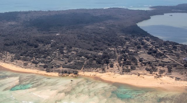 tonga, tonga volcano, tonga tsunami, tonga volcanic eruption aftermath, Hunga Tonga-Hunga Ha’apai volcano, tonga satellite pics, indian express, viral news