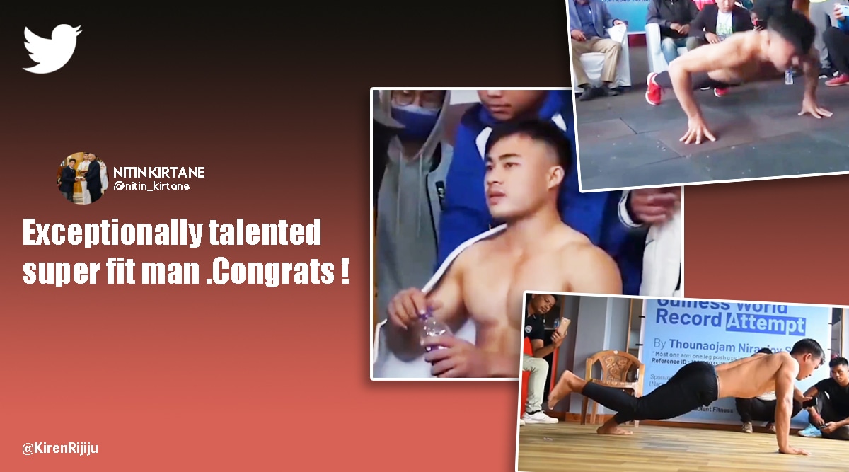 Guiness World Record, Manipur man world record in push-up, push up world record, Kiren Rijiju, indian express