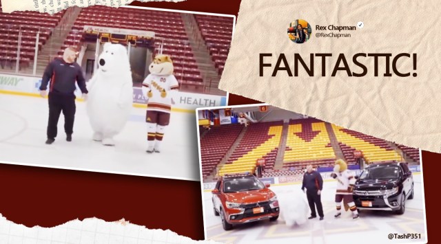 White bear mascot, three kings parade Spain, Spain, white bear slipping, white bear video, indian express