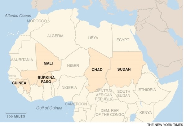 Mali, Chad, Guinea, Sudan and now, Burkina Faso. Five African countries ...