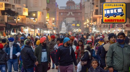 People walk on Heritage street near the Golden temple in Amritsar on January 20, 2022. (PTI Photo/File)