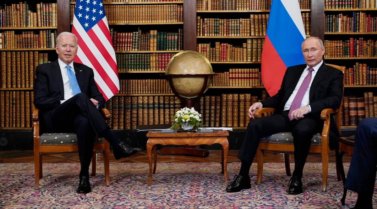 US President Joe Biden with Russian President Vladimir Putin. (AP Photo/Patrick Semansky)