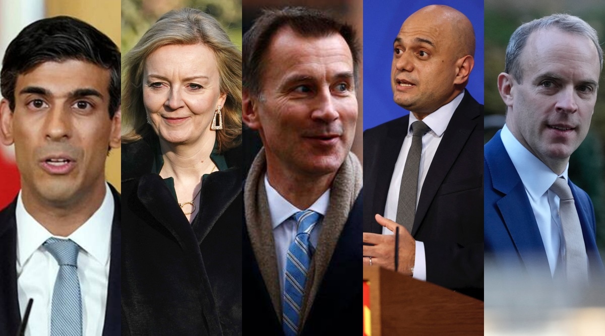From left: Rishi Sunak, Liz Truss, Jeremy Hunt, Sajid Javid, Dominic Raab