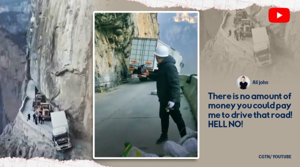 truck dangling off cliff, china truck hangs for three days, china viral videos, china mountain truck dangling video, indian express