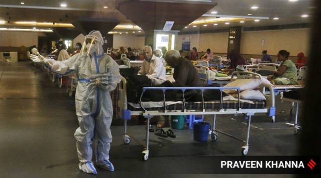 At a Covid Care Centre in New Delhi (Express Photo: Praveen Khanna)