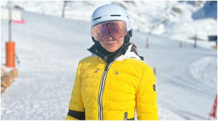 Samantha Ruth Prabhu skiing in Switzerland