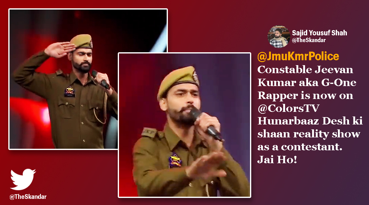 J&K police rapper cop, J&K rapper cop colors tv, jammu and kashmir police, Hunarbaaz: Desh Ki Shaan, viral videos, indian express