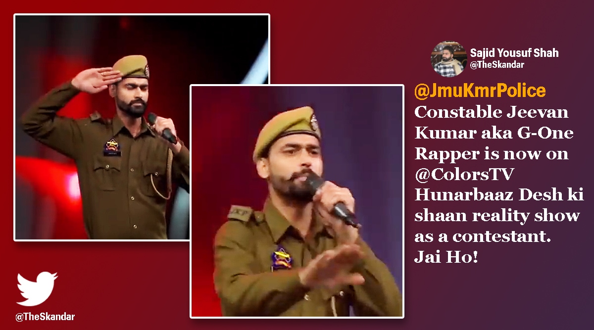 J&K police rapper cop, J&K rapper cop colors tv, jammu and kashmir police, Hunarbaaz: Desh Ki Shaan, viral videos, indian express