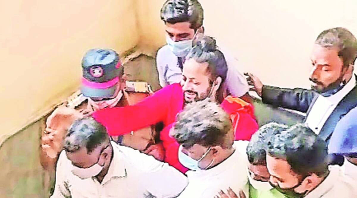 Kalicharan Maharaj at a court in Pune.  (Express Photo)