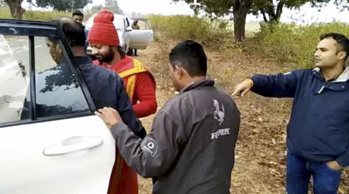 Kalicharan Maharaj being arrested by the Raipur Police on Dec. 30, 2021. (PTI Photo/File)