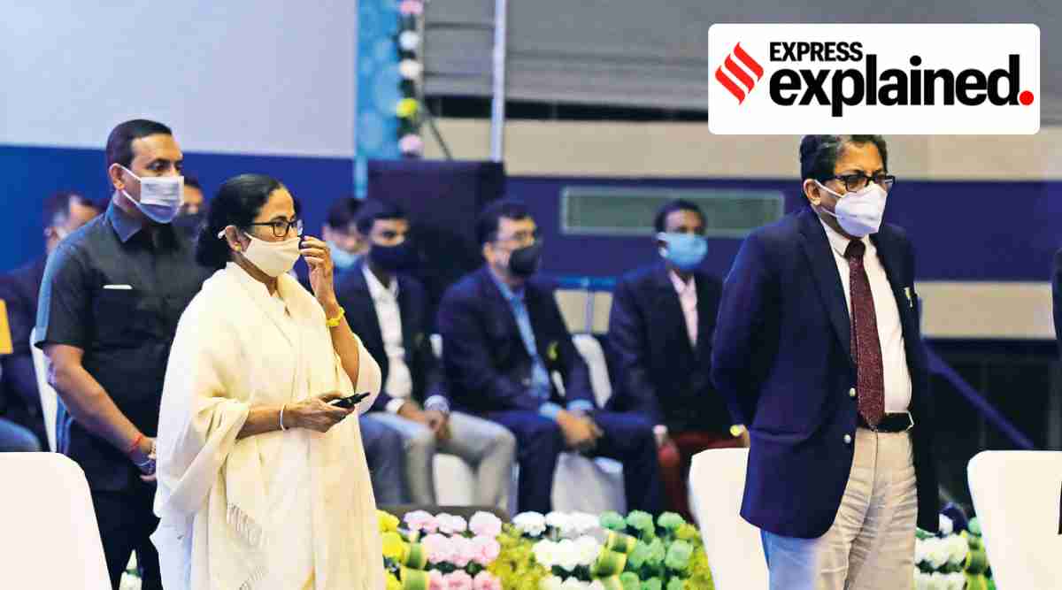 West Bengal Chief Minister Mamata Banerjee with then chief secretary Alapan Bandopadhyay, who was the centre of a Centre-state tussle last year. (Express Archive)