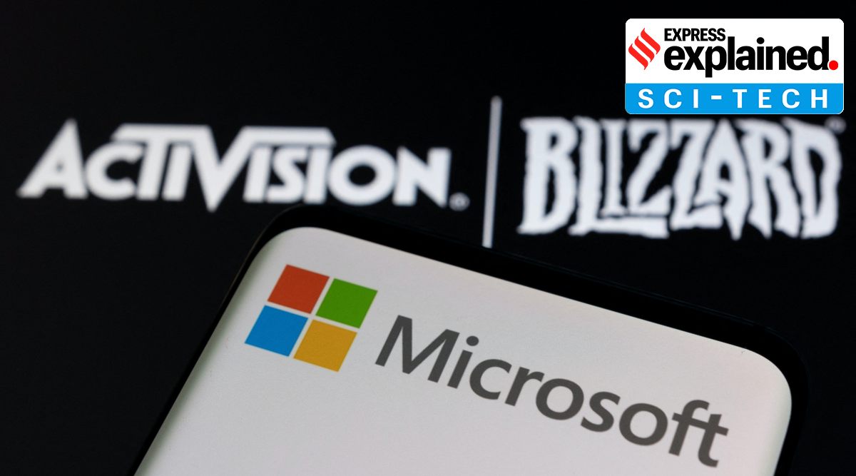 Microsoft logo is seen on a smartphone placed on displayed Activision Blizzard logo in this illustration taken January 18, 2022. (Photo: REUTERS/Illustration)
