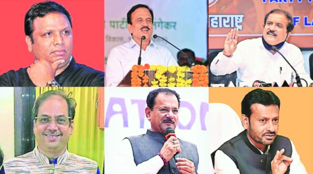 (Top row from left): Ashish Shelar; Girish Mahajan; Atul Bhatkhalkar; and Parag Alavani; Yogesh Sagar; Sanjay Kute.