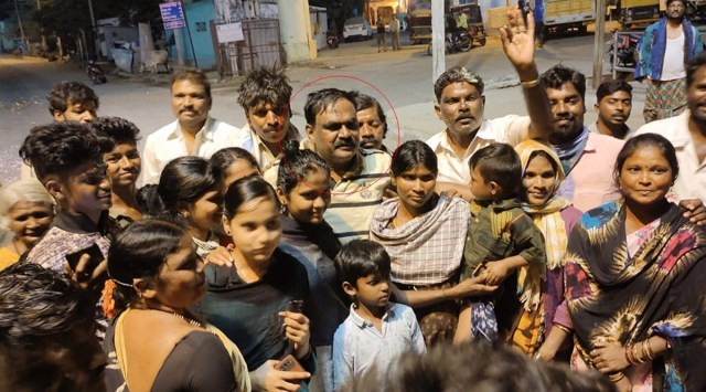 As he reached the Kottur town in a car, flowers were showered on him, loud music playing in the background. 