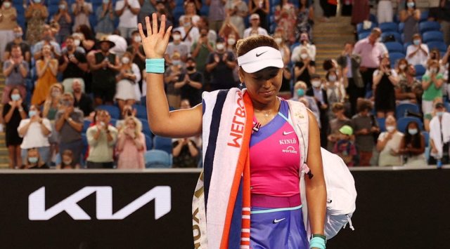 Japan's Naomi Osaka waves to the crowd after losing her third round match against Amanda Anisimova of the U.S. (Source: Reuters)