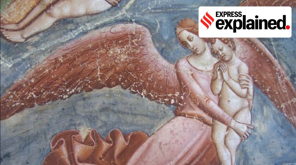 Bio-cleaning on the front surface of the Triumph of Death fresco in Pisa; (right) after the treatment. G. Ranalli et al. (Source: Journal of Applied Microbiology (2018)
