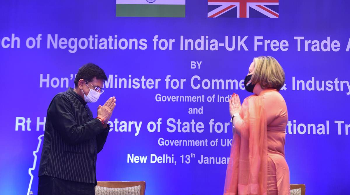 Commerce Minister Piyush Goyal and UK Secretary of State for International Trade Anne-Marie Trevelyan launch negotiations for a Free Trade Agreement on Thursday. (PTI)
