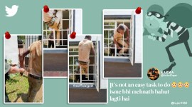Thief shows how he climed through a barred window, viral video shows how a thief entered house, thief shows how he entered through a window, Indian Express