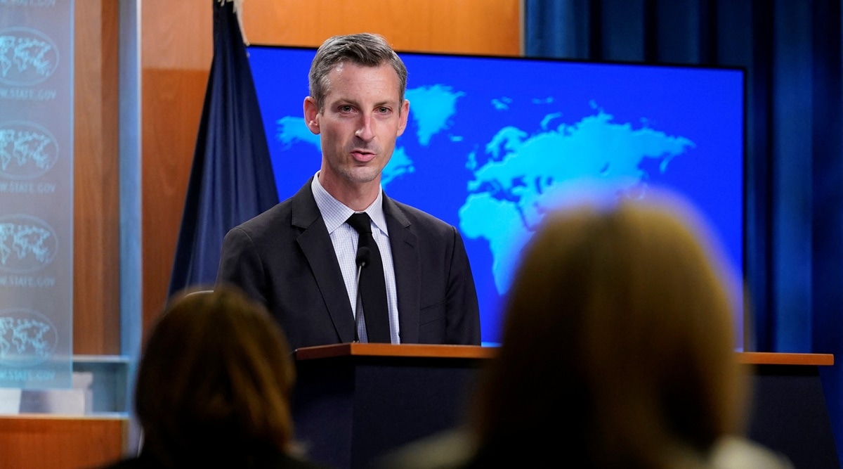 US State Department spokesperson Ned Price speaks during a briefing at the State Department in Washington, DC, US. (Reuters)
