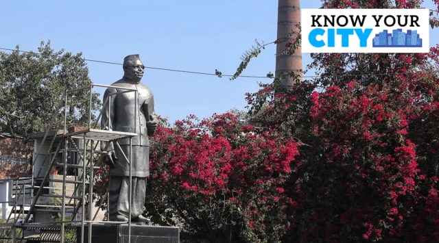 Babu Jagjivanram statue at Idgah circle, Shahibag in Ahmedabad. (Express Photo by  Nirmal Harindran)
