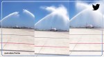 Air India flight, Air India welcome at Maldives, water cannon, Maldives, India, Indian Express
