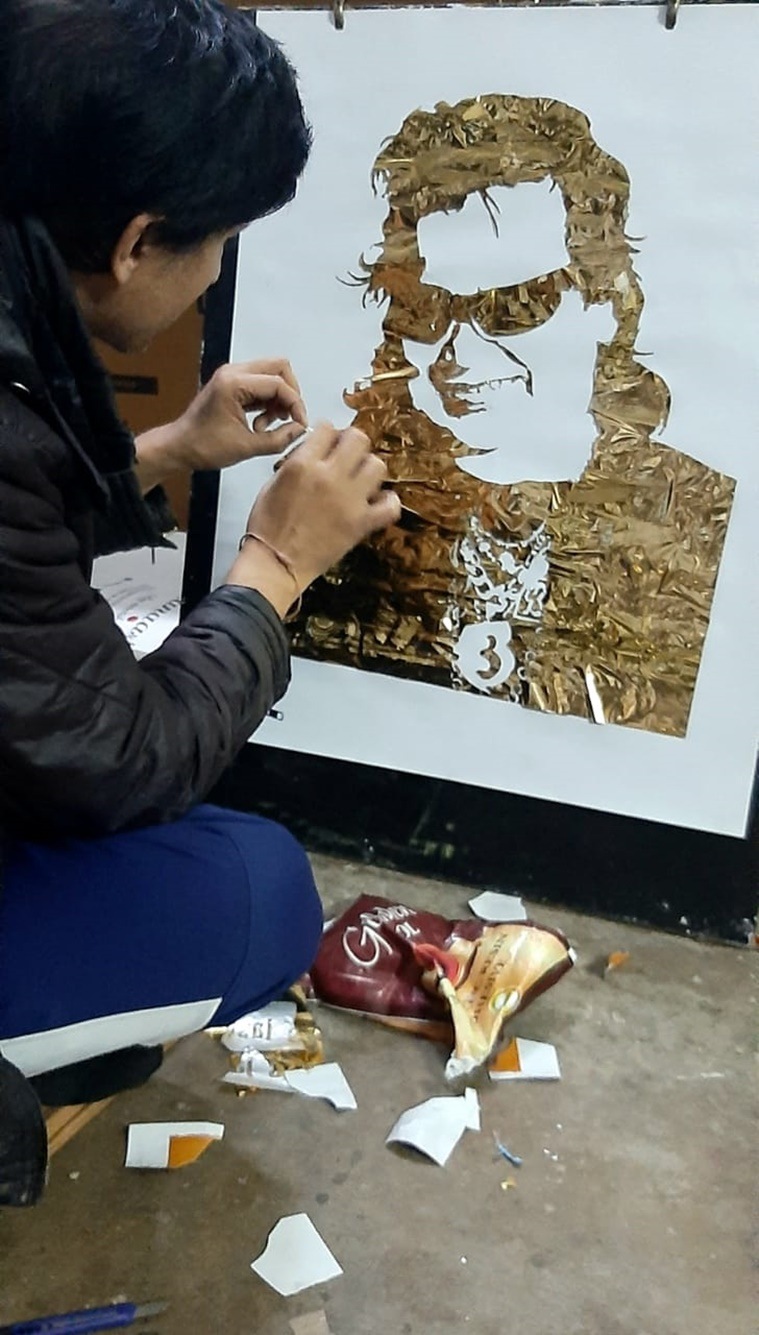 Bappi Lahiri, Bappi Lahiri death, Bappi Lahiri tribute, Bappi Lahiri artwork, Bappi Lahiri fan artwork, tribute to Bappi Lahiri, Bappi Lahiri golden artwork, indian express news
