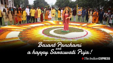 Happy Saraswati Puja Images 2025: May this Basant Panchami shower you with blessing, knowledge, and abundance. Happy Basant Panchami!