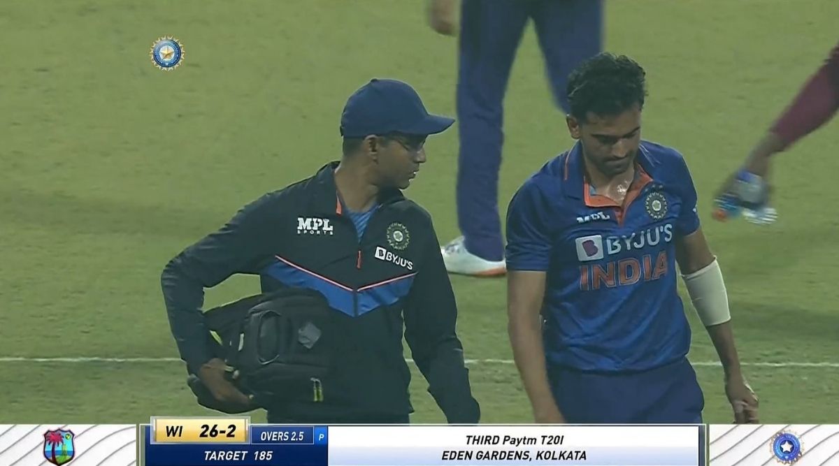 IND vs WI 3rd T20I: Deepak Chahar takes two early wickets, walks off injured - The Indian Express
