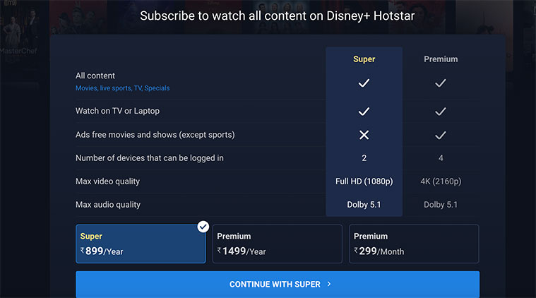 خطط Disney + Hotstar 