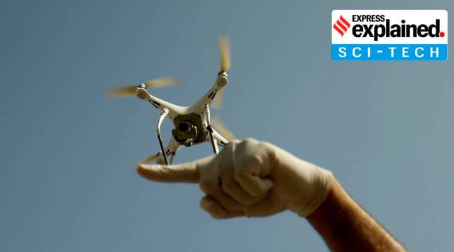 A drone is flown in New Delhi by the police. (Express Photo: Praveen Khanna, File)
