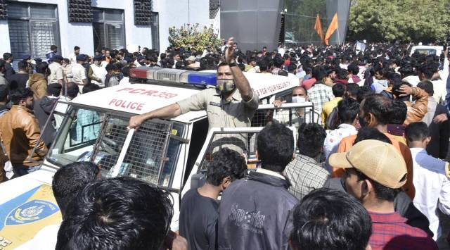 Dhandhuka murder protest, Dhandhuka latest news, Gujarat, Gujarat latest news, Pradyuman Nagar police station, Prevention of Damage to Public Property Act, indian express