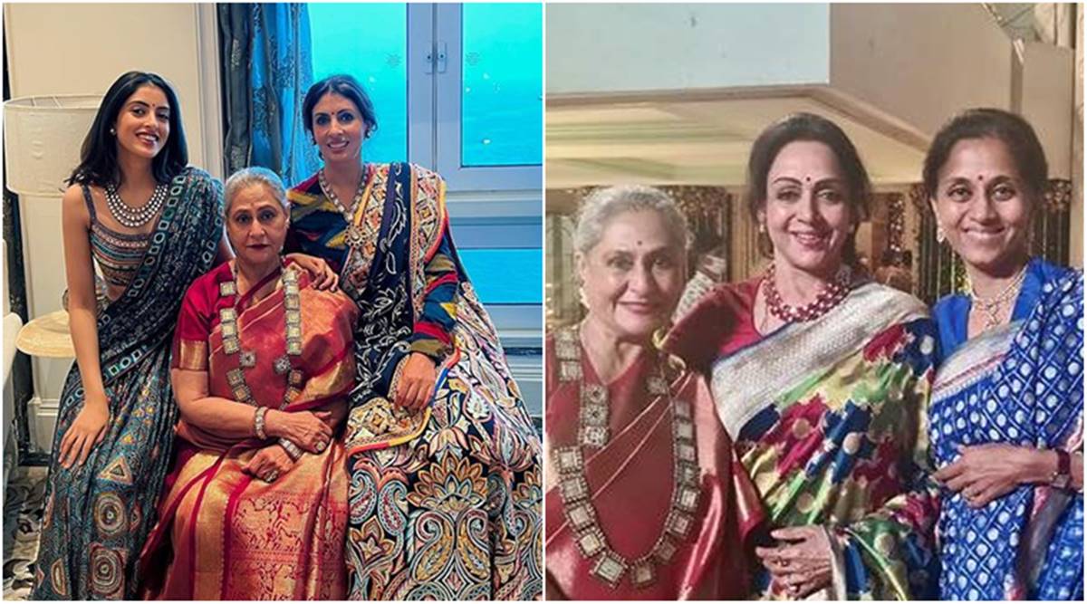 Jaya Bachchan, Hema Malini pose together at the wedding of Tina Ambani’s son, Navya Naveli share perfect family pic