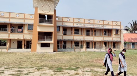 Students walking inside the GHSS Edappally campus | Express photo