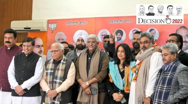 Bollywood actress Mahie Gill and veteran Punjabi actor Hobby Dhaliwal join BJP | Twitter/@mlkhattar