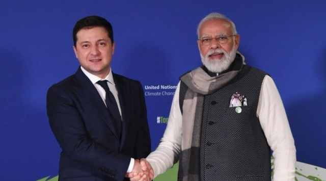 PM Narendra Modi with Ukrainian President Volodymyr Zelensky. (Photo: Twitter/@narendramodi)