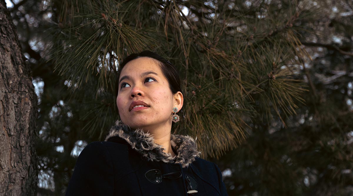 Tho Vu, who spent nearly her entire life savings after being tricked by a crypto scammer posing as a man named Ze Zhao on the dating app Hinge, in Gaithersburg, Md., Feb. 16, 2022. Romance scams — the term for online scams that involve feigning romantic interest to gain a victim’s trust — have increased in the pandemic. (Schaun Champion/The New York Times)