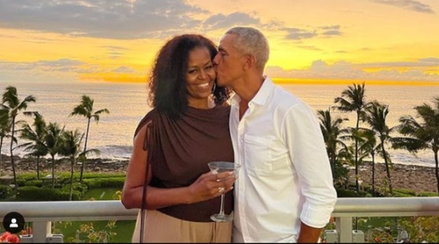 Barack Obama, Barack Obama and Michelle Obama, Barack Obama Valentine's Day wish for wife Michelle, Michelle Obama smile, indian express news