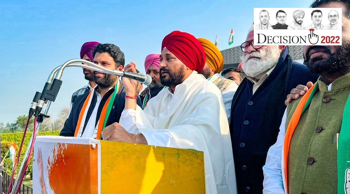 Punjab Chief Minister Charanjit Singh Channi speaks during a rally ahead of the Punjab Assembly elections, in Amargarh, Sunday, Feb. 13, 2022. (PTI Photo)