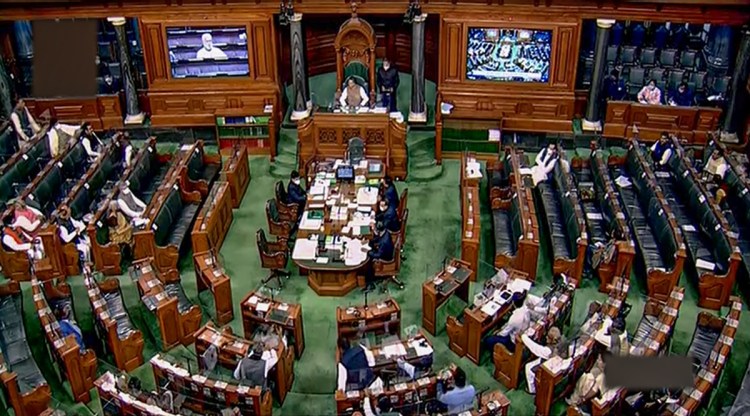 New Delhi:Deputy Speaker Bhartruhari Mahtab conducts proceedings in the Lok Sabha during ongoing Budget Session of Parliament, in New Delhi, Wednesday, Feb. 9, 2022. (SANSAD TV/PTI Photo)(PTI02_09_2022_000261B)