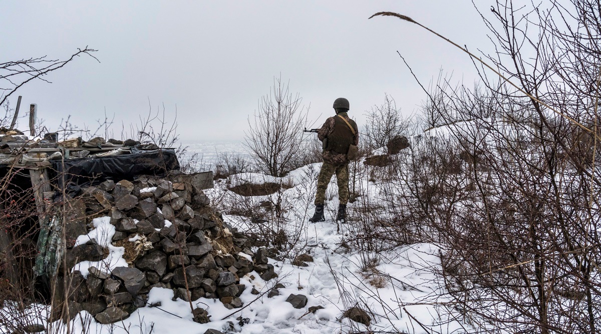 A Ukrainian soldier on the front in Novotroitske, southern Ukraine on Wednesday, Feb. 2, 2022. It is likely that President Vladimir Putin of Russia will seek to keep tensions high for the foreseeable future. (Brendan Hoffman/The New York Times)