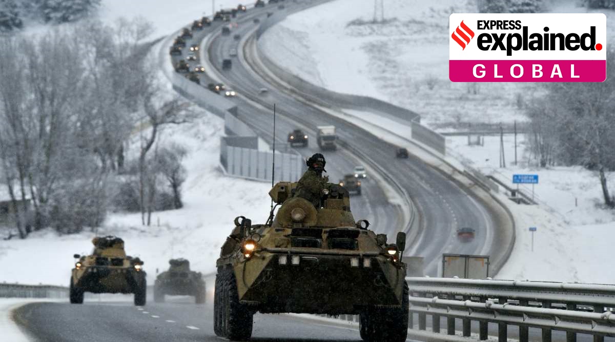 A convoy of Russian armored vehicles moves along a highway in Crimea. (Photo: AP)