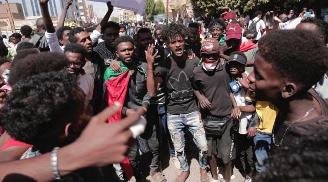 Sudanese security forces shot eight people to death during anti-coup protests on Thursday, a medical group said
(AP Photo/Marwan Ali)