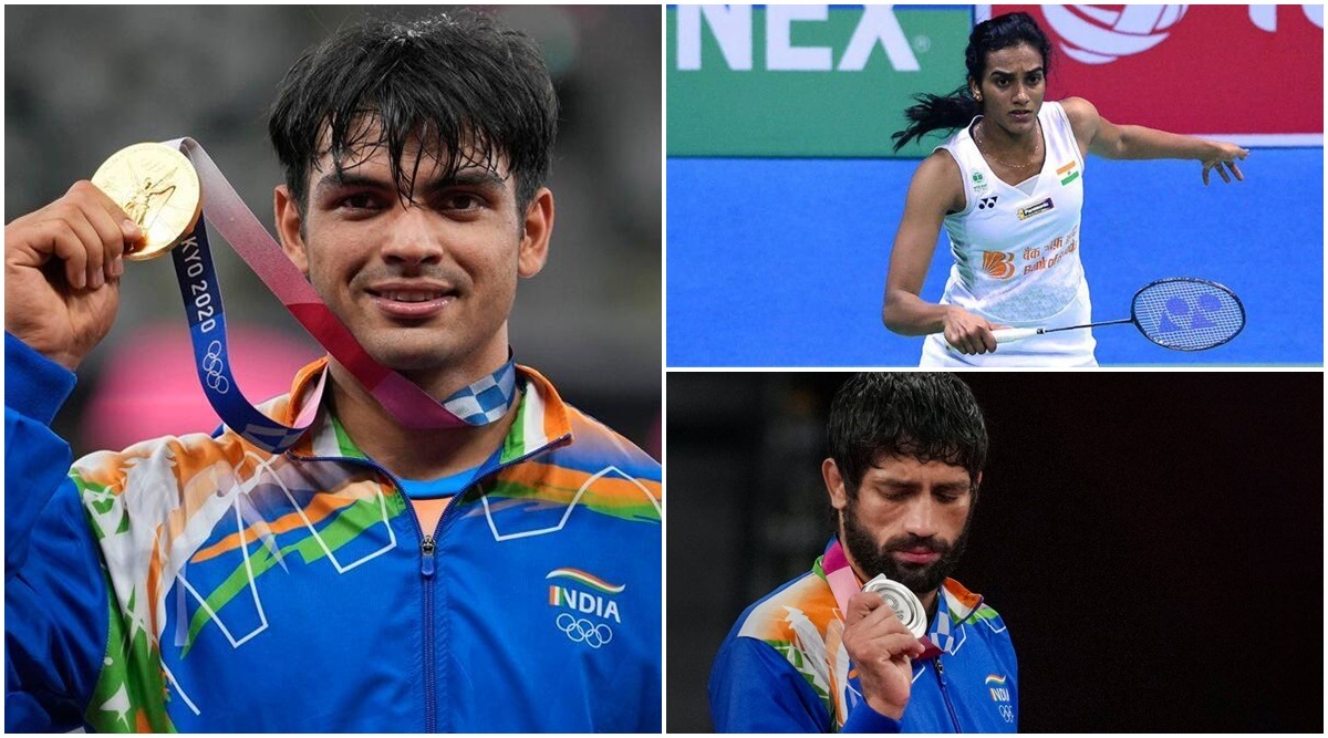Olympic champions Neeraj Chopra, PV Sindhu and Ravi Dhaiya. (File)