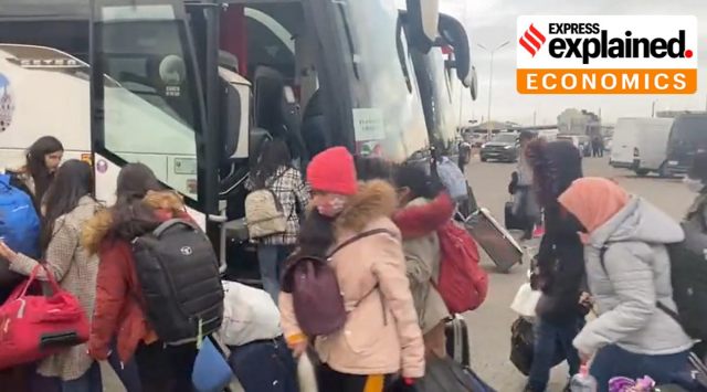 The first batch of evacuees from Ukraine reach Romania via Suceava border crossing, to travel to Bucharest for their onward journey to India. (PTI Photo)