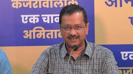 Delhi CM Arvind Kejriwal at a press conference in Goa on Friday. (Screenshot/Twitter)